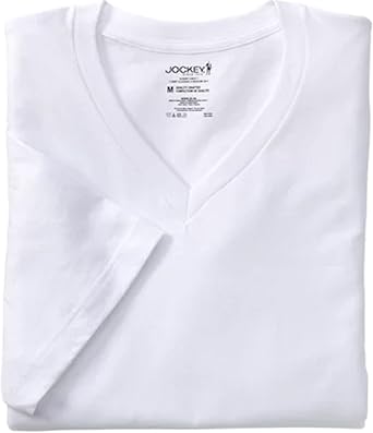 Jockey Mens 3-Pack + 1 Bonus Classic StayDry V-Neck Tee Large White