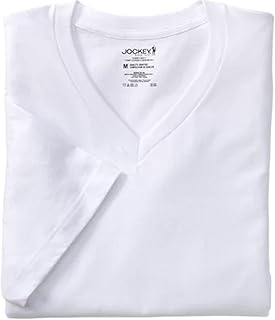 Men's 3-Pack + 1 Bonus Classic StayDry V-Neck Tee (Large) White