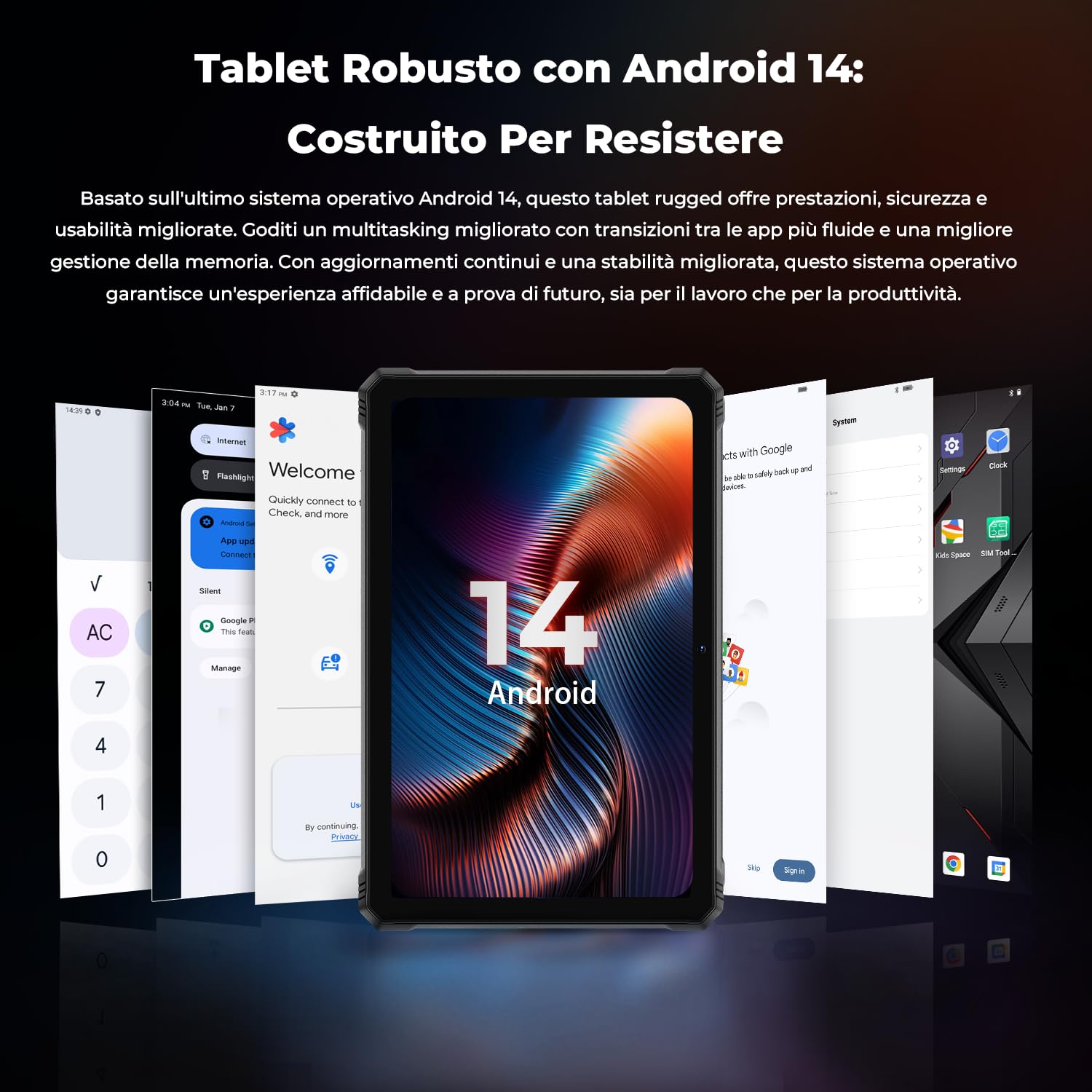 HOTWAV R9 Plus Rugged Tablet 2K 11 Pollici Android 14 Robusto Tablet PC | 20080mAh Tablet 24GB+512GB/2TB TF Tablets Impermeabile, 64MP+16MP Gemini AI IP68 69K Dual SIM 4G/5G WiFi/Face ID/GPS/OTG