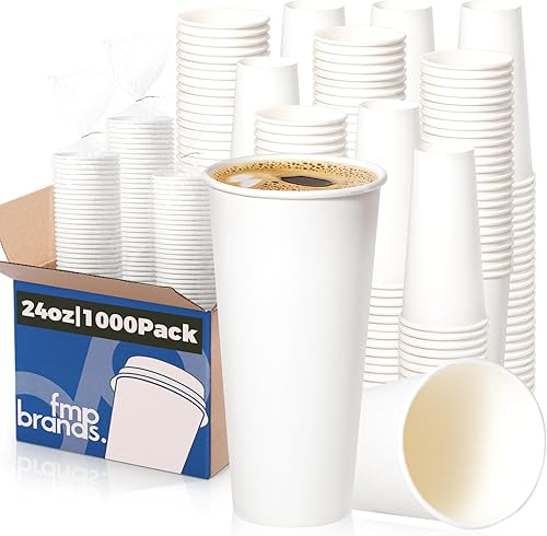 Miniatura 36 de Fit Meal Prep Paquete de 100 tazas de café de papel desechables de 24 onzas, tazas calientes de primera calidad para bebidas calientes/frías, vasos