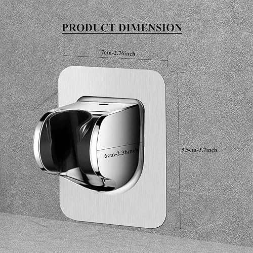 Miniatura 5 de Soporte para cabezal de ducha, adhesivo fuerte, ajustable, de mano, soporte para vara de ducha, sin taladrar, soporte de montaje en pared (plateado)