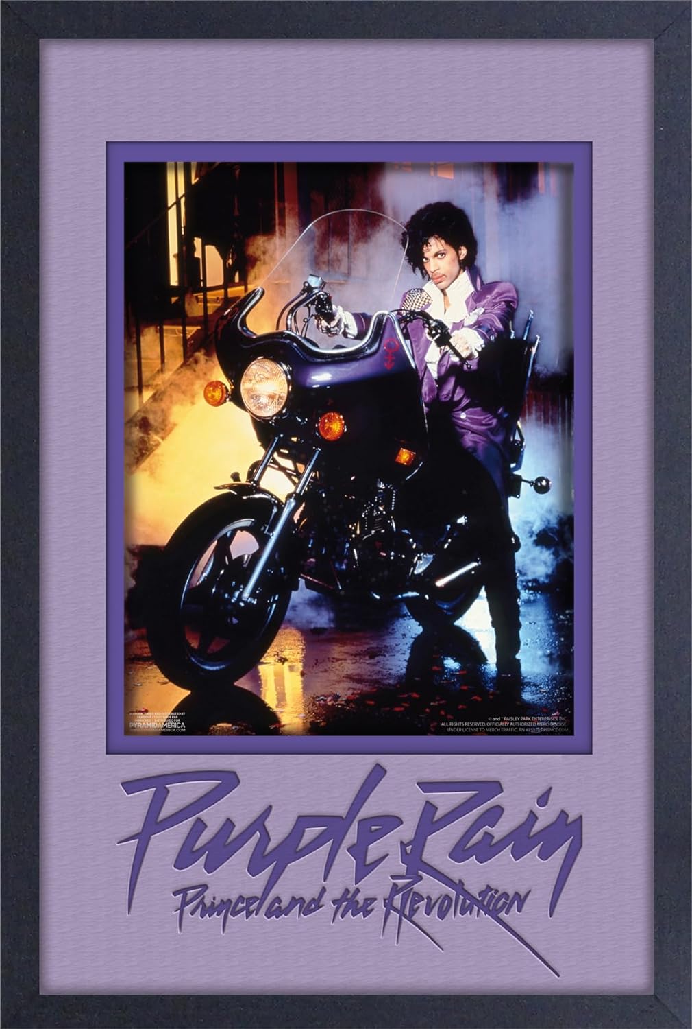 Pyramid America - Prince- Purple Rain 11x17 Faux Matted Under Plexi Glass Framed Poster Print