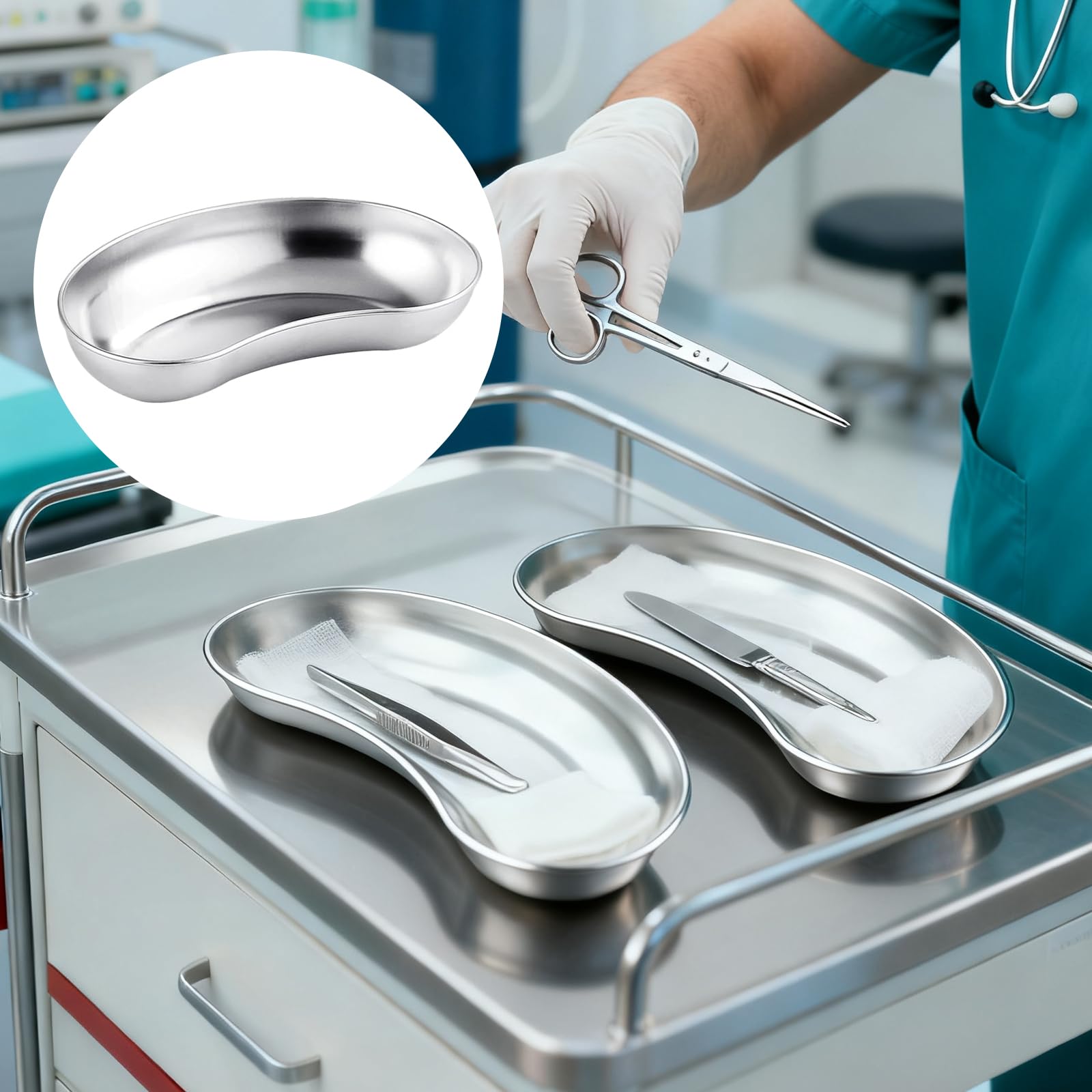 Lot De 3 Plateaux Chirurgicaux Cardioïdes En Acier Inoxydable - Tailles S/M/L Pour Usage Médical Et Beauté