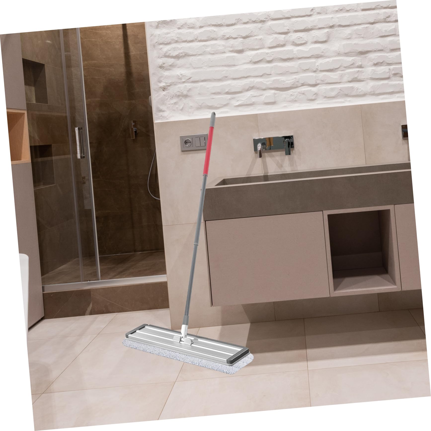 Gatuida Manche à Balai Télescopique en Fer 3 Sections, Accessoire de Rechange Compatible avec Balai Triangulaire, Réglable, Robuste pour Nettoyage Sols, Usage Domestique, Balai à Franges
