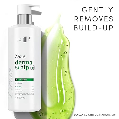 Miniatura 4 de Dove Derma Scalp Shampoo 1 ct Control de aceite para eliminar la acumulación suave, con glicerina, 16 oz