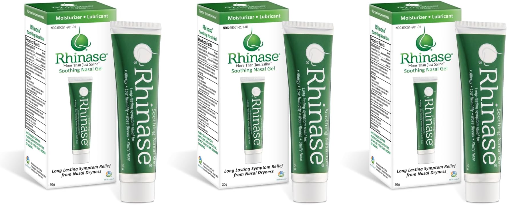 Rhinase Saline Nasal Gel 3 Pack - 1 oz Each - Allergy - Nosebleed - Low Humidity. Great Way to Prevent nosebleeds Caused by Nasal Dryness