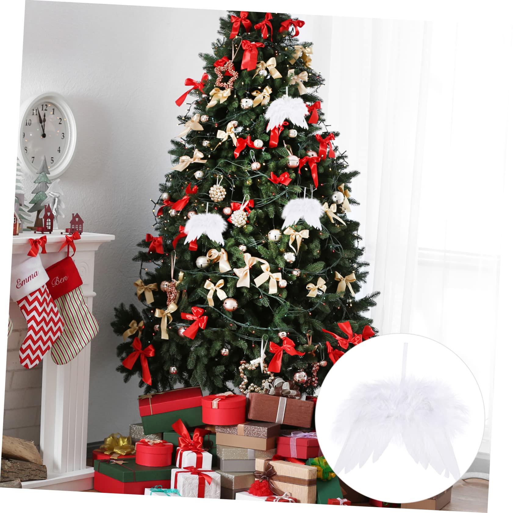 OUNONA 72piezas Adornos De Alas De Ángel para Decoración Navideña Colgantes De para Árbol De Navidad y Escenas Festivas