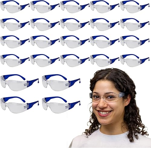 BISON LIFE - Lentes de seguridad con patillas de color de lente transparente, talla única, para adultos, jóvenes, patillas de color de lente de