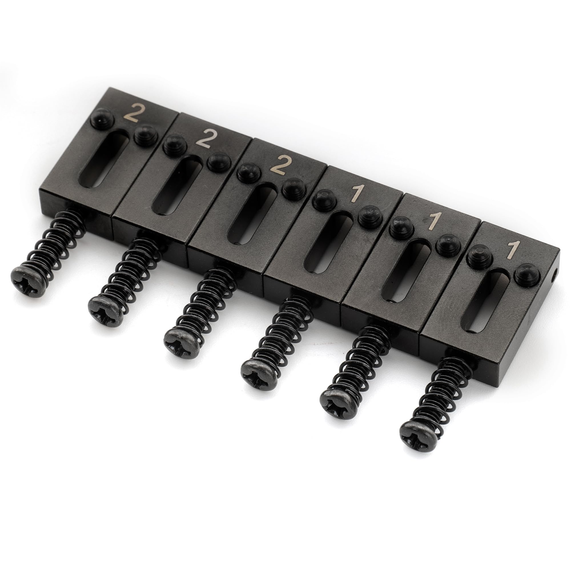Musiclily Ultra 10.8mm Full Solid Brass Modern Style Roller Saddles for Strat Tele Style Electric Guitar Bridge Black (Set of 6) - Image 4