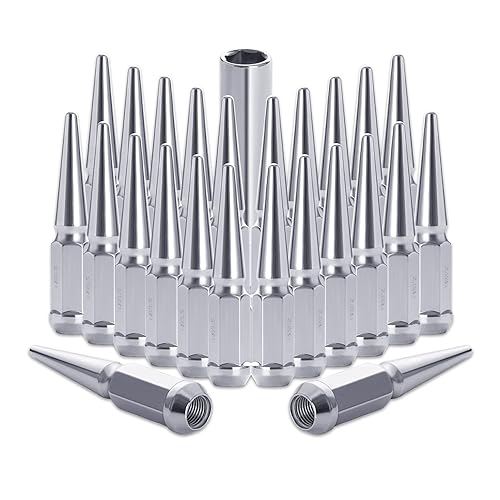 Lichamp 24 tuercas de punta M14x1.5 para camiones, parcialmente compatibles con Chevy Silverado 1500 Tahoe, Ford F150 Expedition y Dodge Ram 1500,