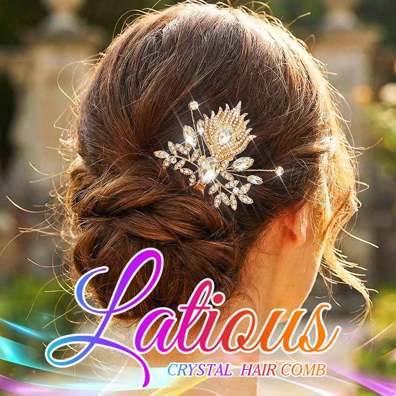Latious Crystal Hair Comb Gold Wedding Hair Pieces Rhinestone Hair Accessories for Women and Brides - Image 7
