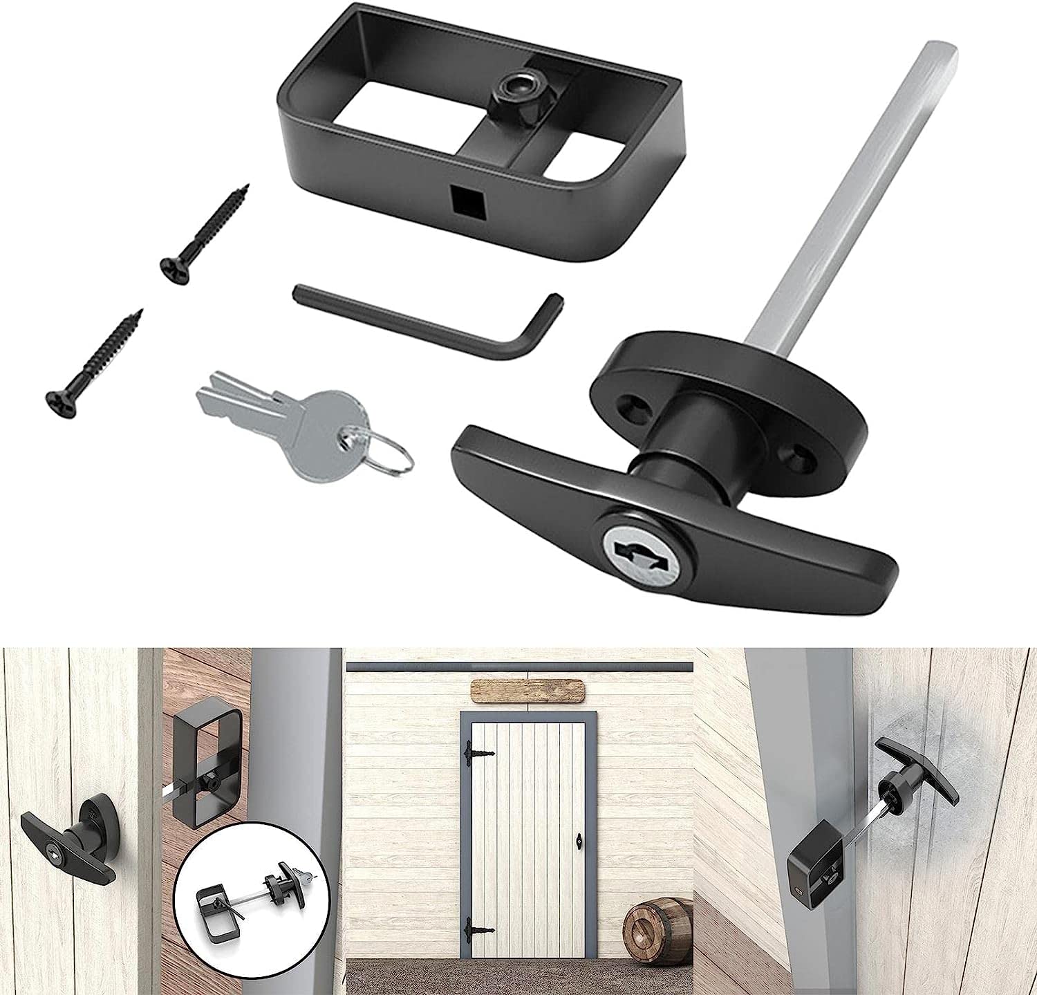 Serrure de Porte de Chambre à Coucher avec clés de Remplacement de matériel électrique Serrure d'armoire électrique Verrouillage for abri de Garage Grange Porte Auvent Accessoires Serrures