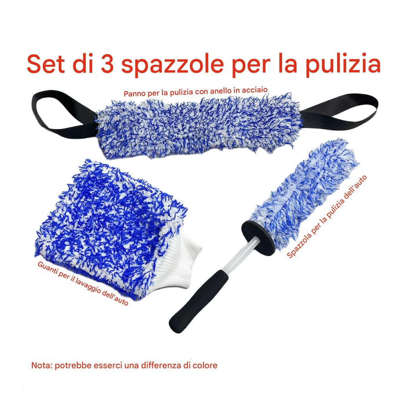 Spazzola per pneumatici 3 Pezzi guanti lavaggio microfibra portatili | Spazzola Per La Pulizia e Ruote 'Auto Kit di Detailing Lavaggio Auto per Cerchi, Raggi, Parafanghi, Motori