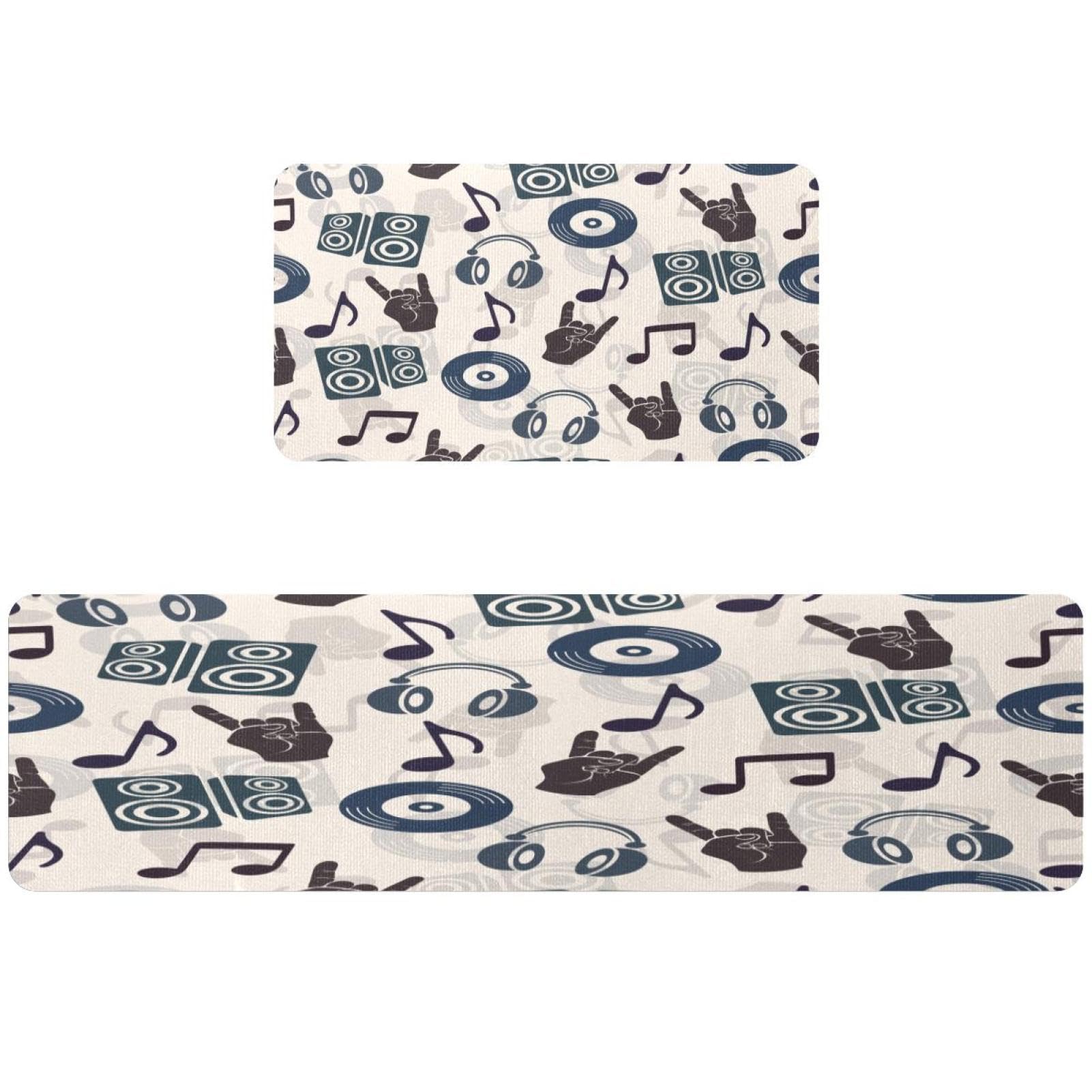 Alfombrillas de cocina lavables para pasillo y cuarto de lavado con estampado de música moderna