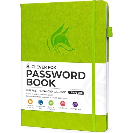 Clever Fox Password Book With Alphabetical Tabs. Internet Address Organizer Logbook. Small Pocket Password Keeper For Website Logins (Brown - View #5