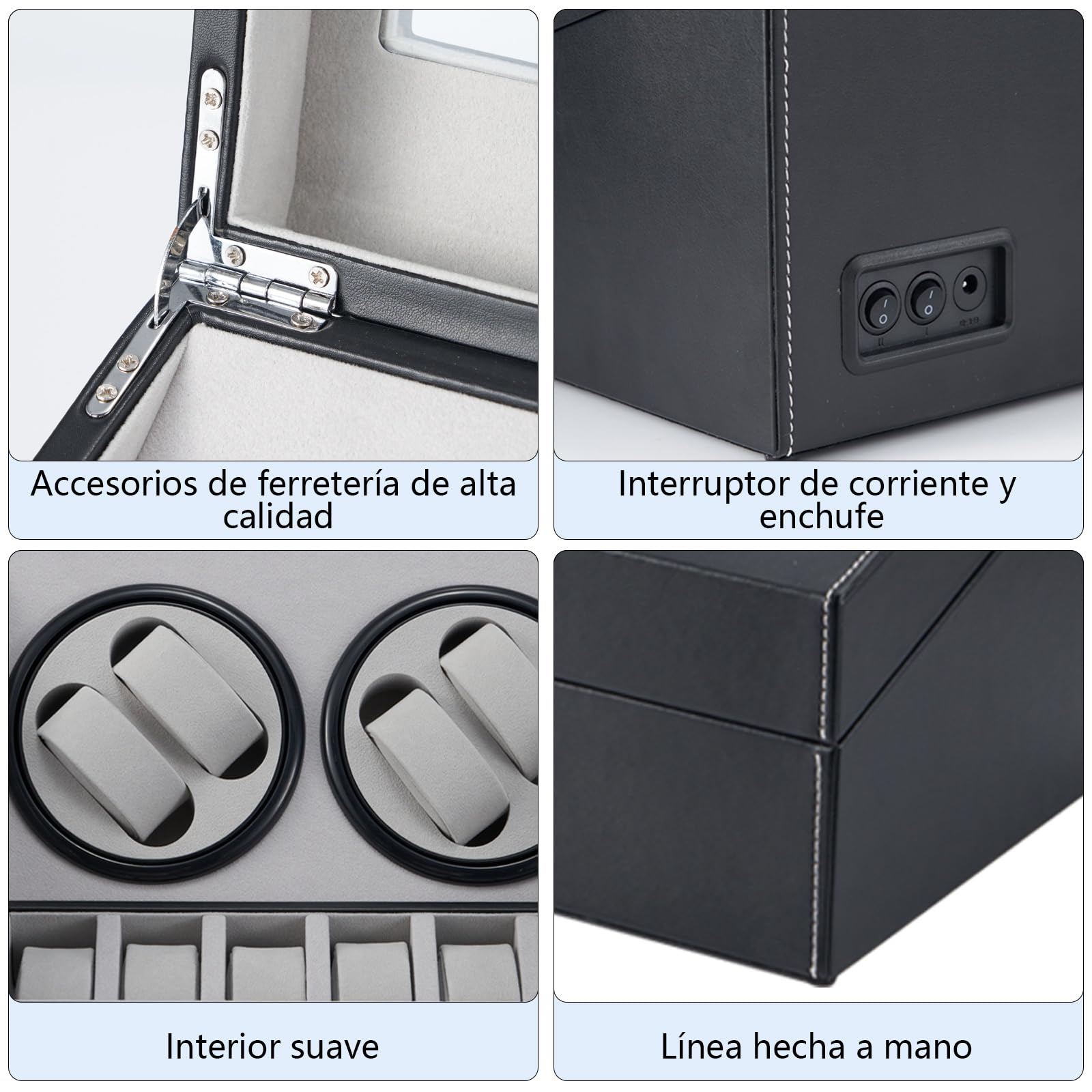 Caja de Carga automática Ultra silenciosa para Relojes de Lujo Caja de Reloj de Cuerda automática para 4 Relojes de Pulsera Relojes mecánicos automáticos