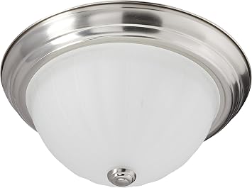 Nuvo Lighting 60/447 Two Light Flush Mount with Frosted Melon Glass, Brushed Nickel, 13-Inch