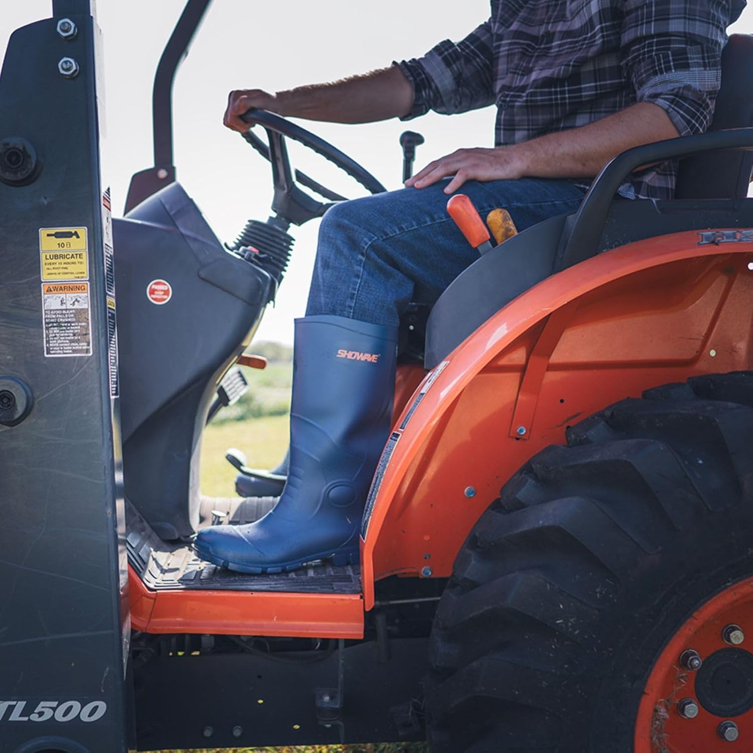 Showave Steel Toe Rubber Work Boots for Men Waterproof Durable Concrete Boots for Hunting Manufacturing Construction - Image 5