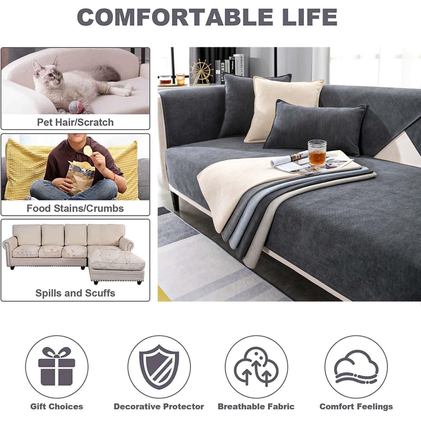 Gesteppte Sofabezug 1 2 3 4 Sitzer Sofas rutschfest Couchschutz mit Doppelseitigem Design, Waschbar und Dekorativ Möbelbezug Sofaschutz Sofaschutz Katze Hundedecke Enthalten