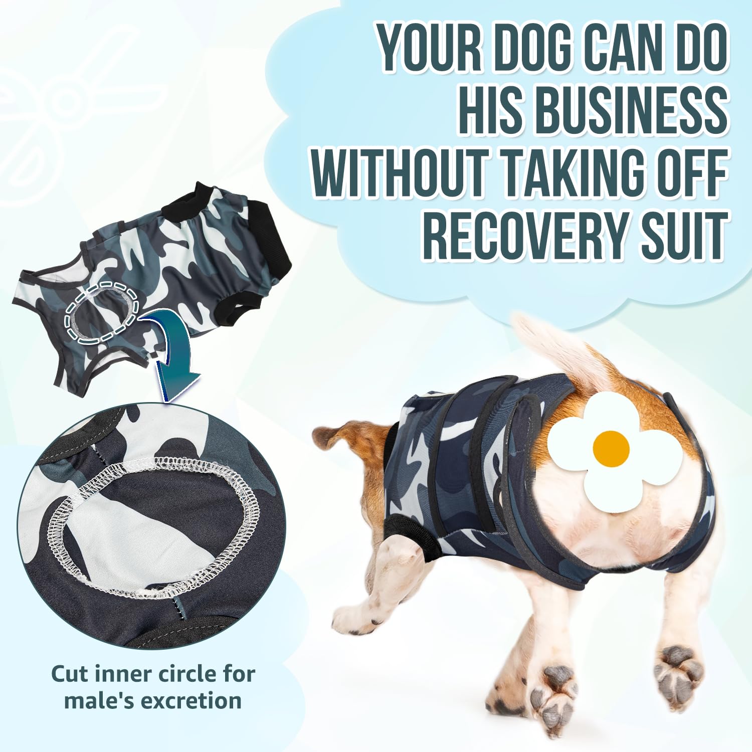 SlowTon Combinaison de récupération de Chirurgie de Chien, Chemise de récupération d’Animal Chien plaies Abdominales Bandages, empêchant Le léchage Combinaison de stérilisation