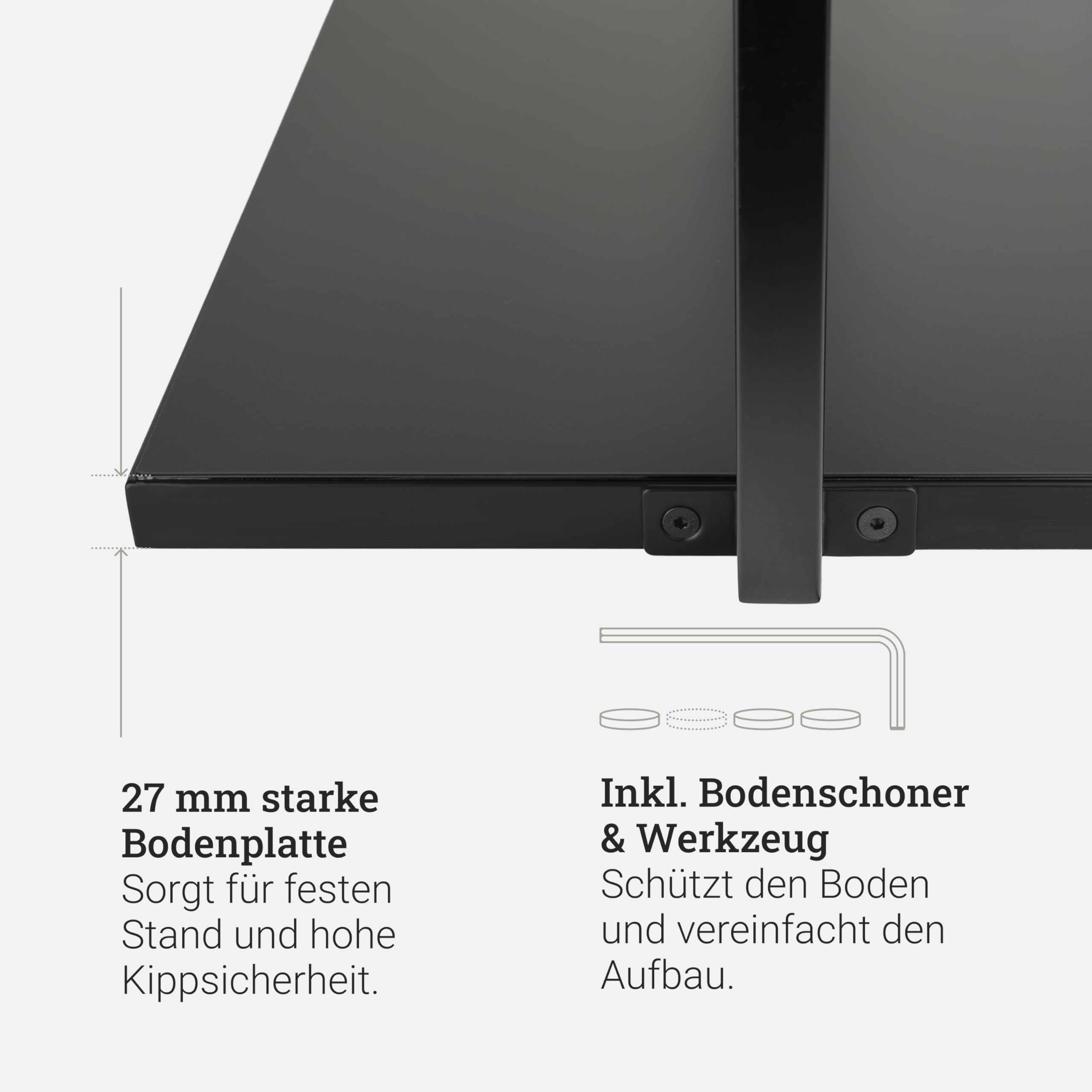 Natural Goods Berlin Kleiderständer BASIS (Schwarz, 100 cm) - Kleiderstange aus stabilem Metall - Freistehende Garderobenstange für Schlafzimmer, Wohnzimmer & Büro