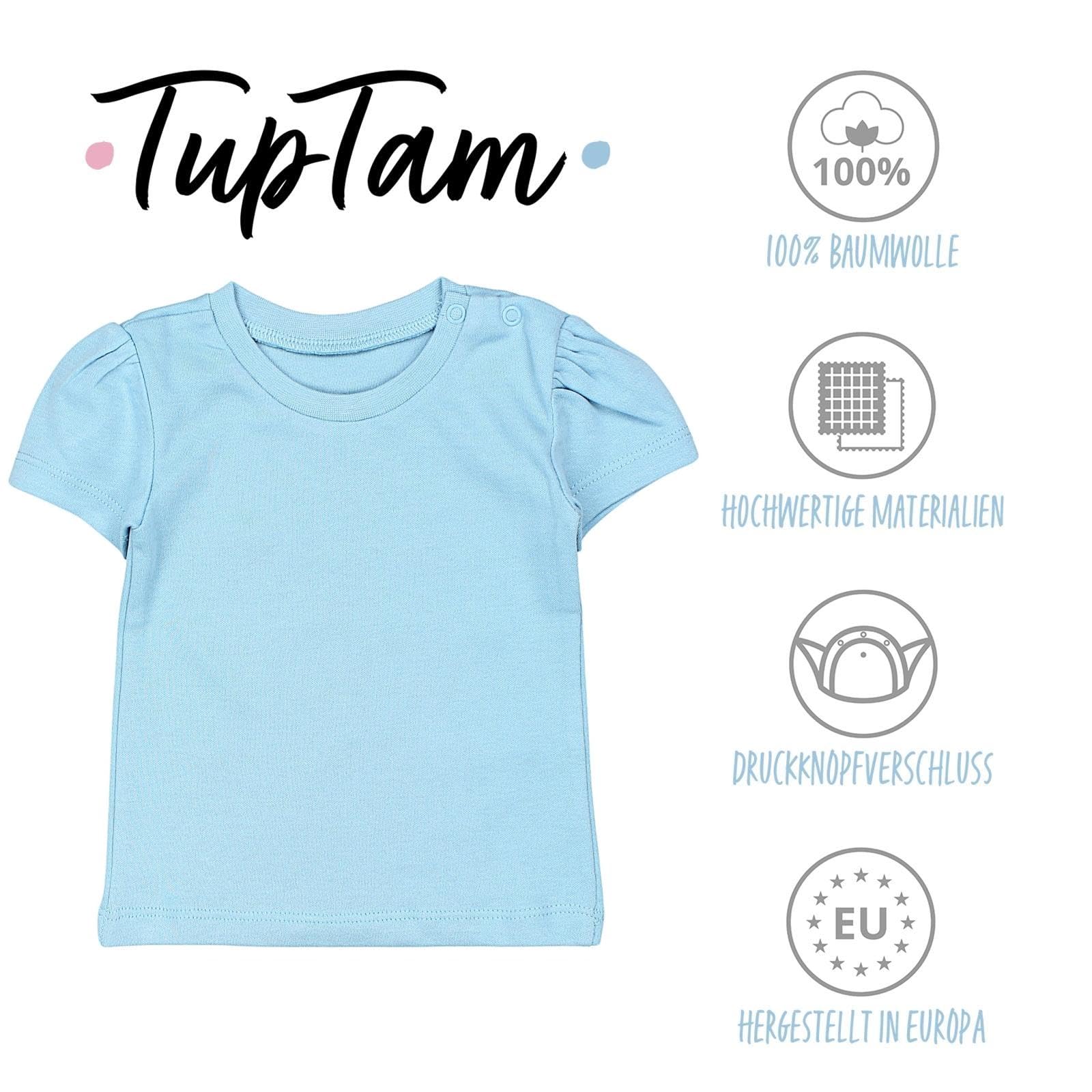 TupTam Camiseta de Bebé para Niña Manga Corta Estampado Colorido Pack de 5