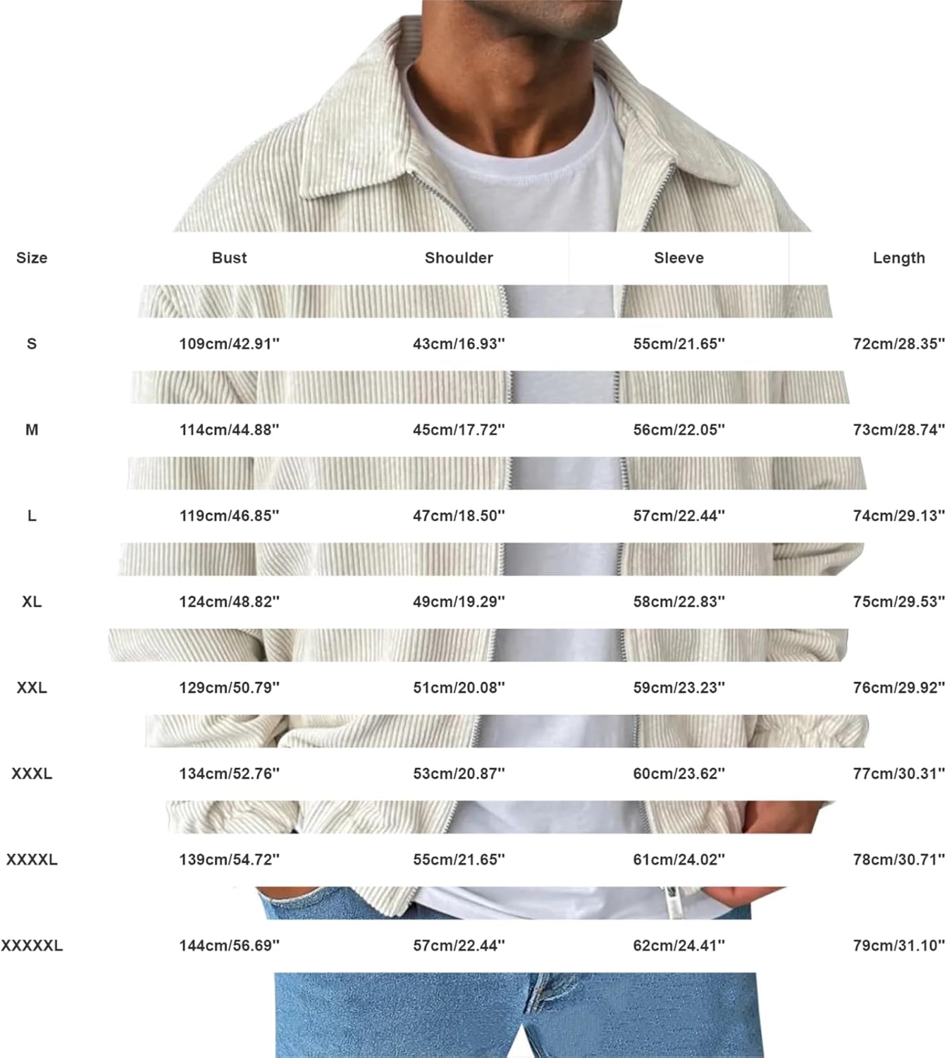 Corduroy Jacket for Men Full Zip Up Lightweight Solid Color Retro Style Cardigan Jacket Spring Fall Outerwear image 2
