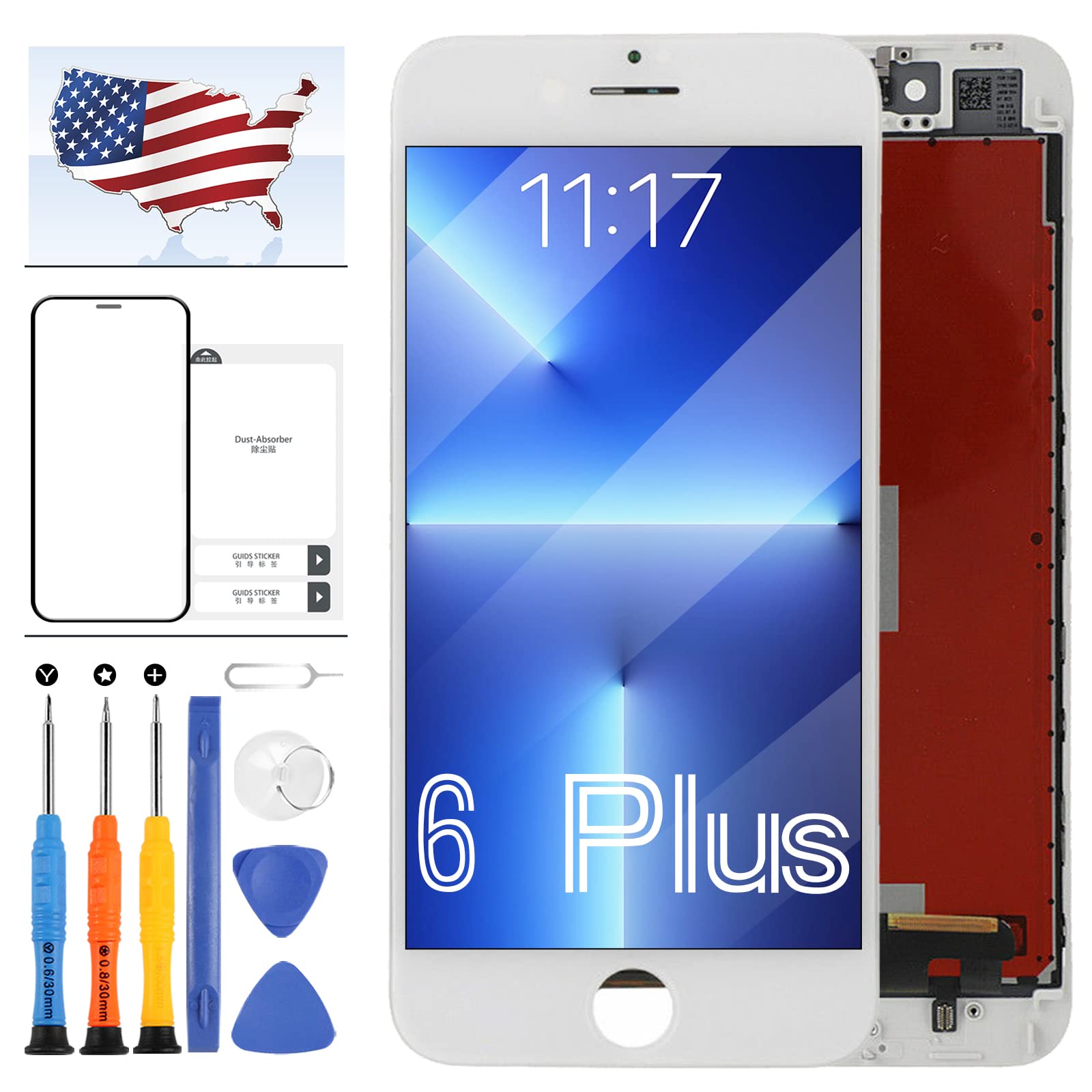 A-MIND for iPhone 6 Plus Screen Replacement, LCD Screen for iPhone 6 Plus A1522 A1524 5.5" LCD Display Touch Digitizer Panel Full Assembly Kits with Tools (White)