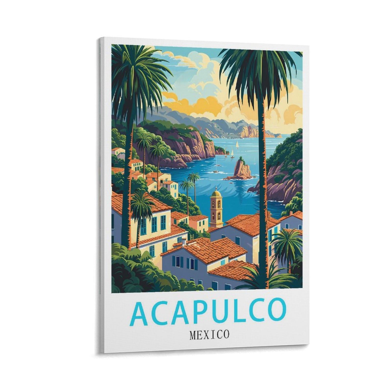 YNIEILUU Acapulco Mexico Vintage Travel Posters 08x12inch(20x30cm) Canvas Art Posters Painting Pictures Wall Art Prints, Wall Decor for Bedroom