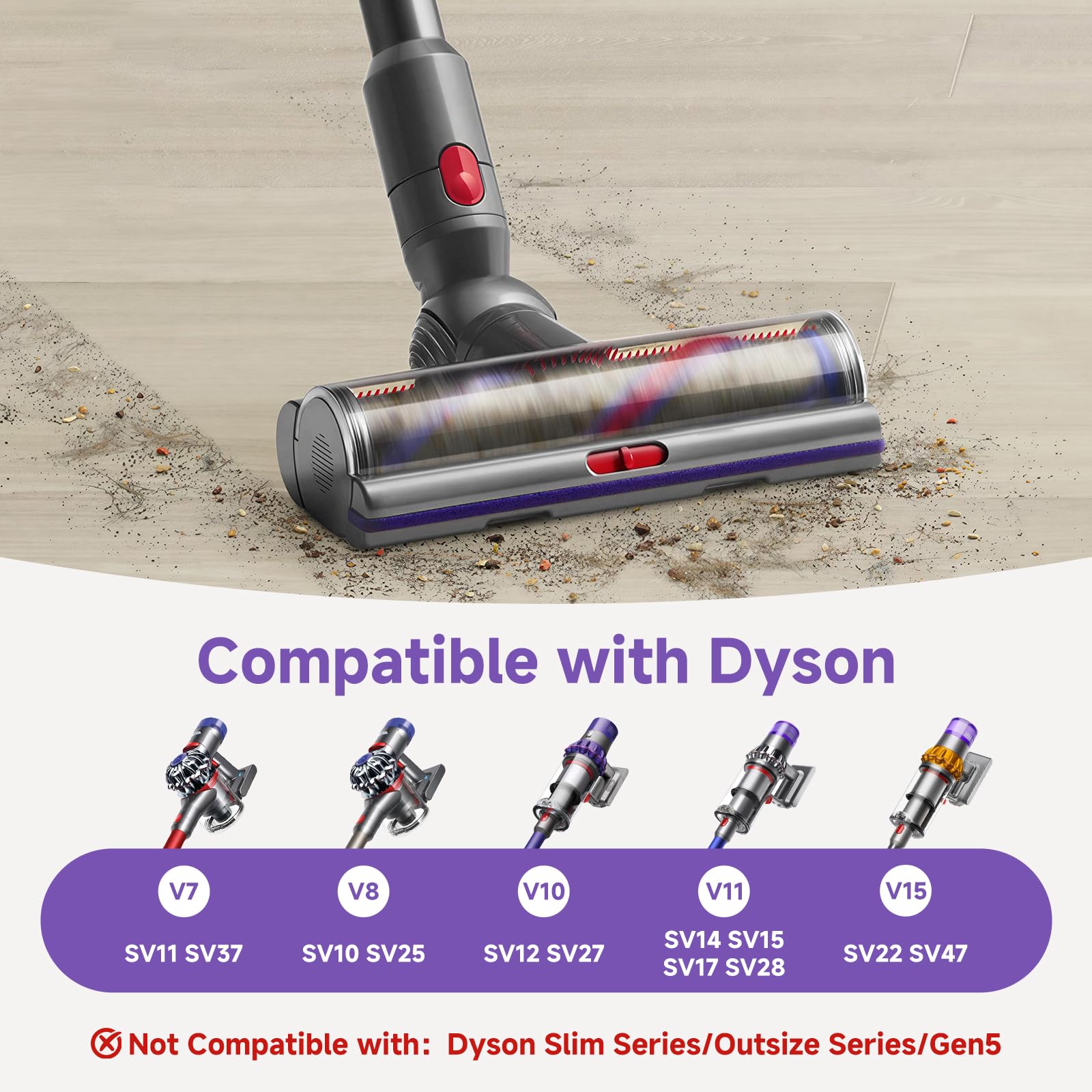V11 Dysza podłogowa Torque Drive do Dyson V15/V11/V10/V8/V7, elektryczna szczotka zapasowa, regulowana siła ssąca, antysplątanie, akcesoria do szczotek zamiennych, zamiennik do twardych podłóg i