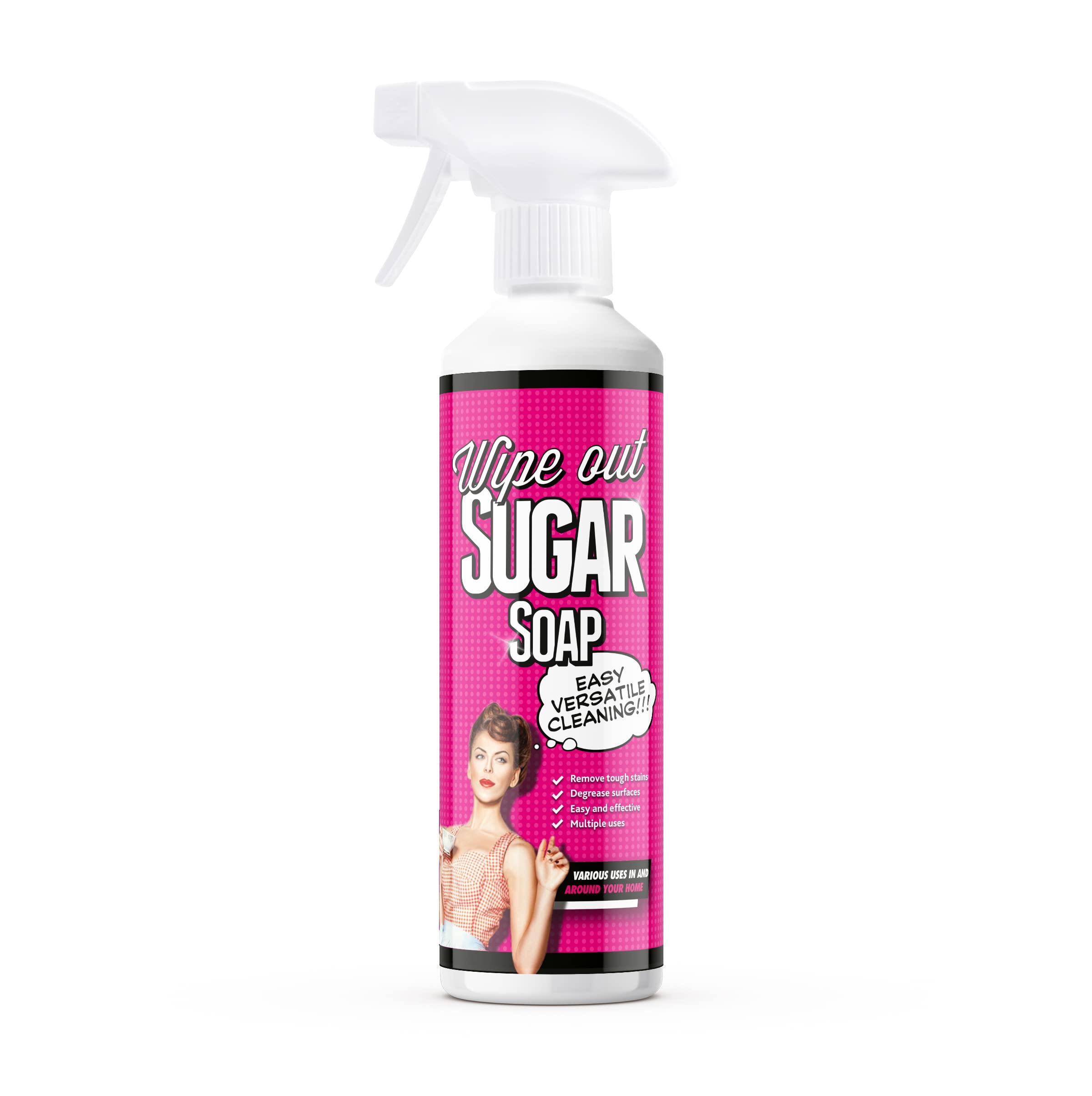 Wipeout - Sugar Soap Spray | Ready To Use | Cleaning Walls, Grease, Grime, Dirt, Stain Remover & Kitchen Degreaser - 500ml