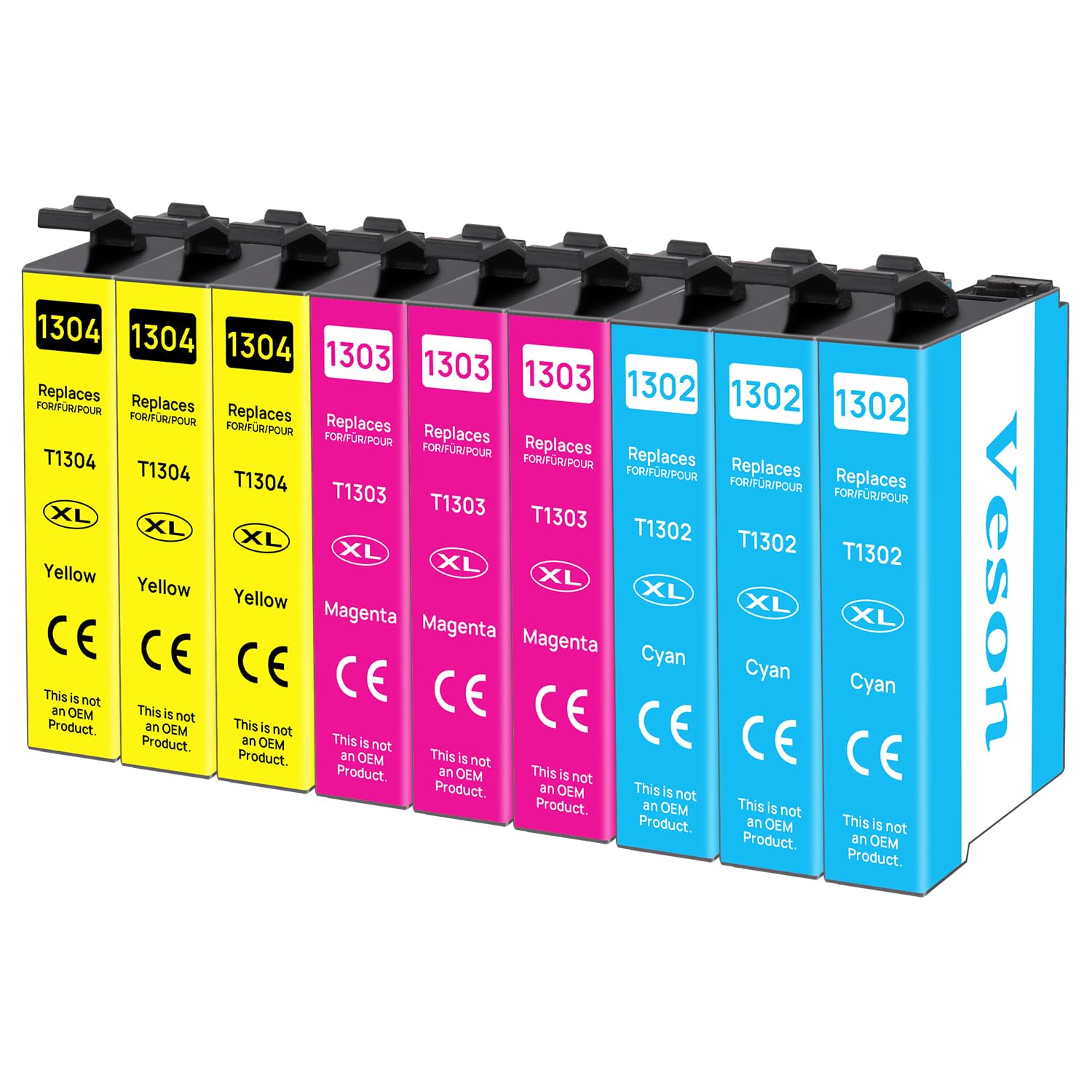 Veson T1306 Multipack Druckerpatronen Kompatibel mit Epson T1306 T1302 T1303 T1304 Tintenpatrone, für Epson WF 3520 Stylus Office BX925FWD BX635FWD BX935FWD B42WD SX525WD WF-3540 WF-7525 (9er Pack)