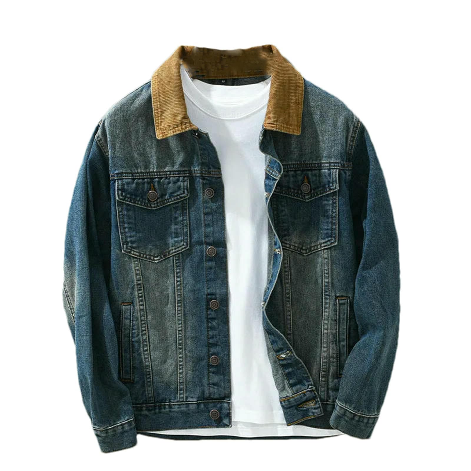 Męskie kurtki dżinsowe wiosna jesień amerykański vintage casual slim fit odzież robocza postarzane stare sprane dżinsy topy odzież wierzchnia dla mężczyzn