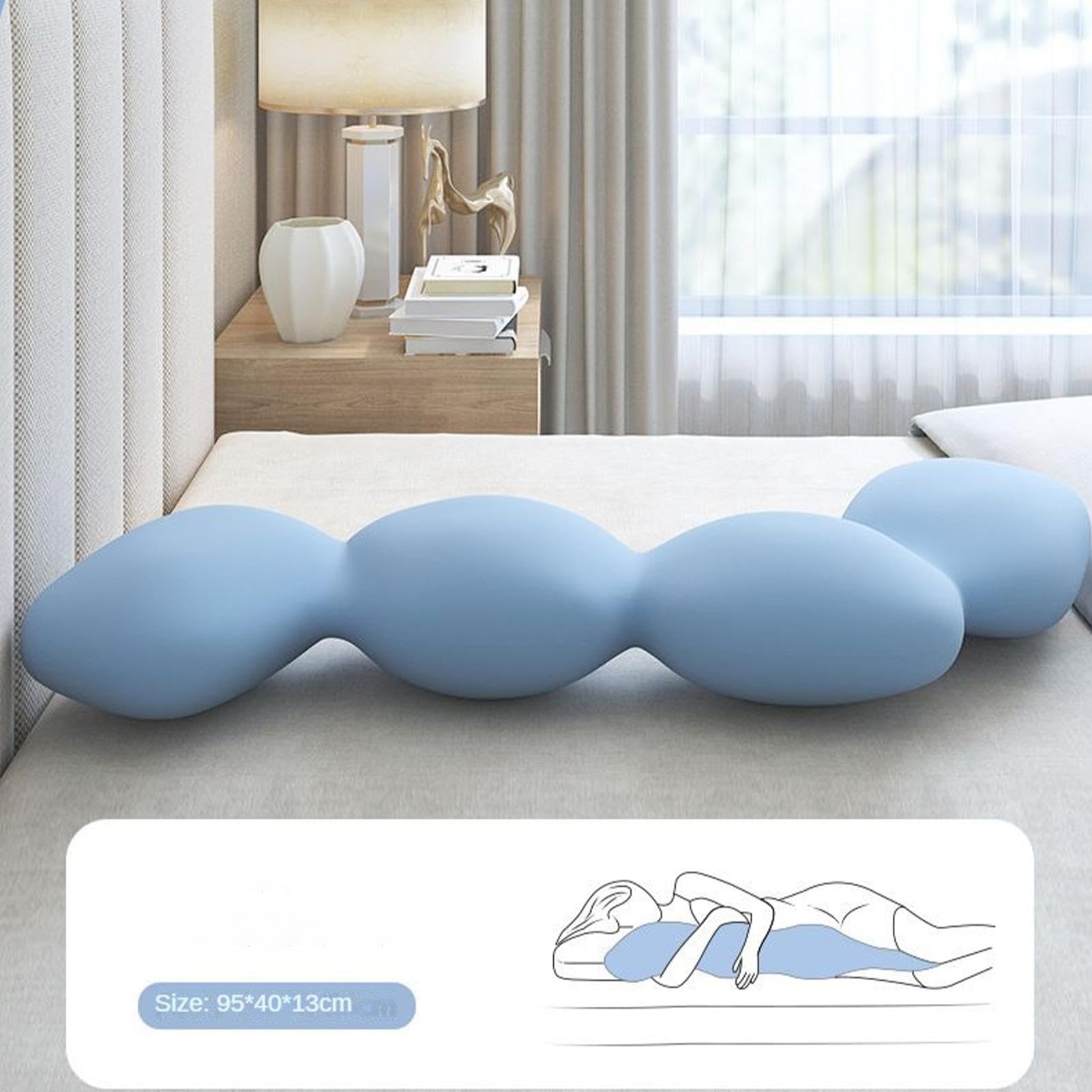 Almohada de Cuerpo Completo para Adultos, Almohada Suave en Forma de | caballito de mar para personas que duermen de lado, con de almohada con cremallera, almohada de cuerpo completo, firme