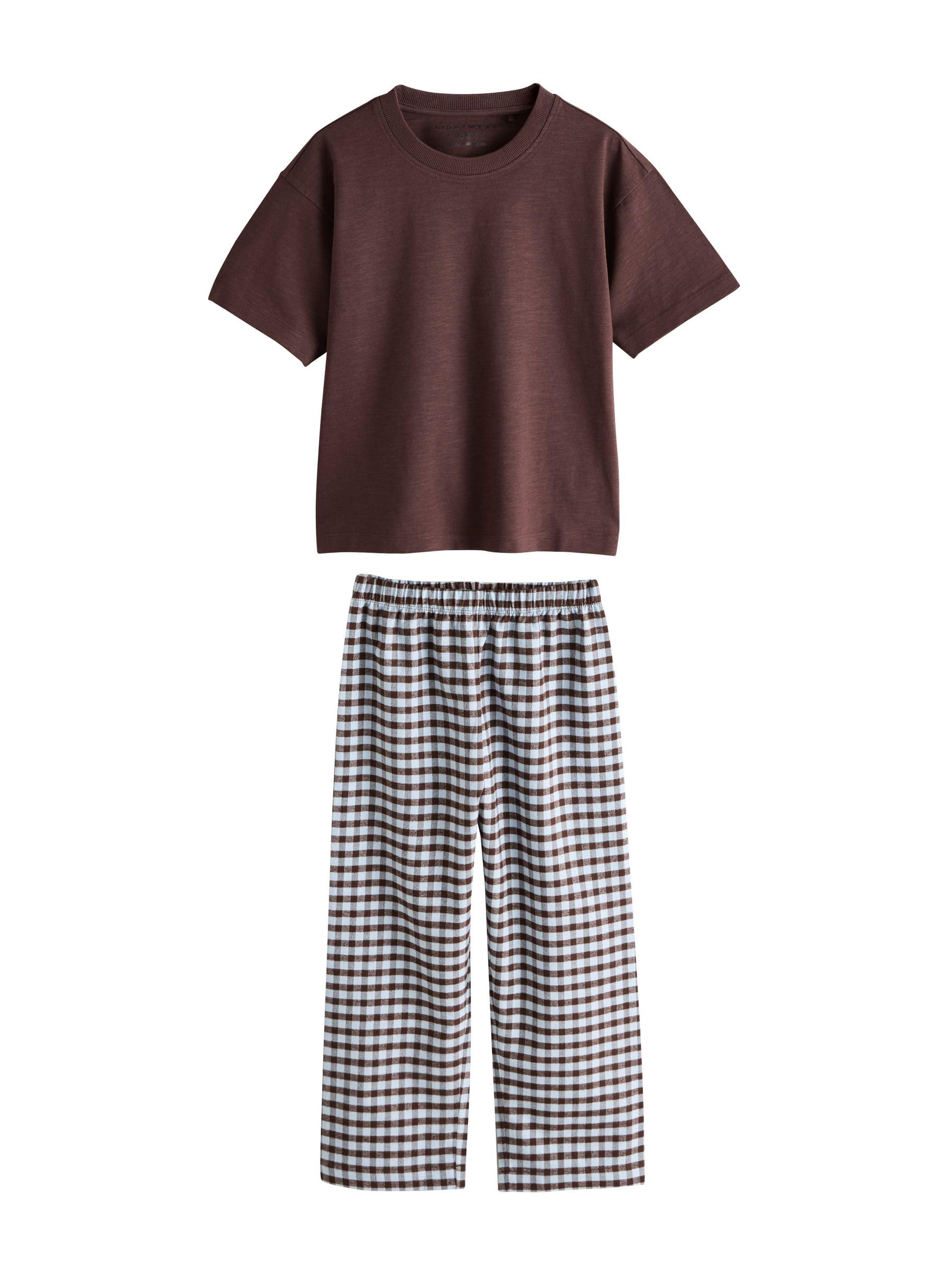NEXT Jungen 2er-Pack Kurzarm-Schlafanzüge mit Langer Hose aus Webmaterial