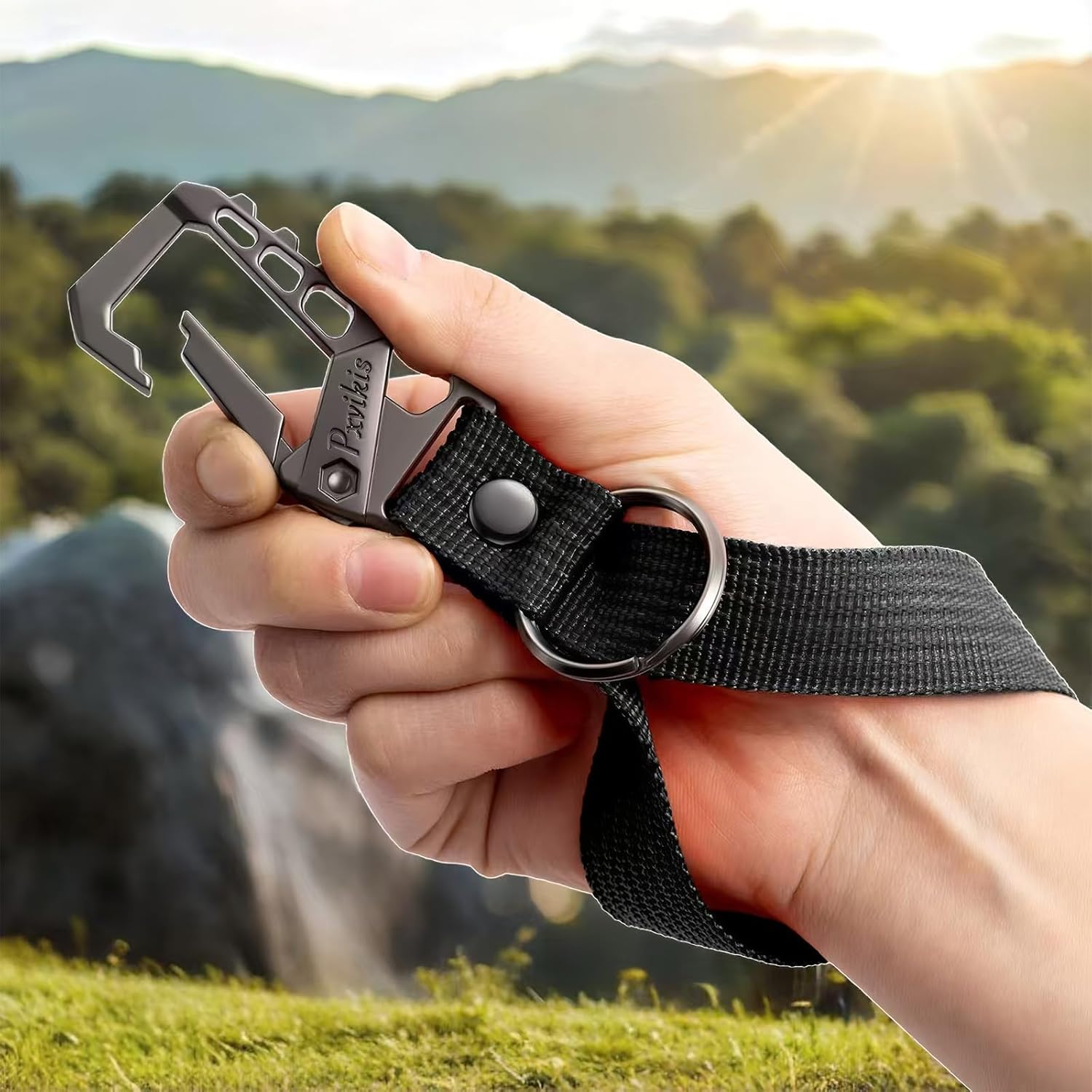 Metal heavy duty key chain carabiner clip bottle opener wrist lanyard ring car key fob unisex for men and women - Image 4