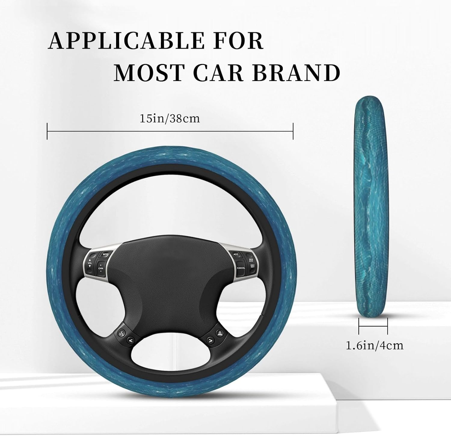 15 inch Universal car Steering Wheel Cover, The deep Blue sea Double Layer Thick Steering Wheel Cover, Steering Wheel Protective Cover