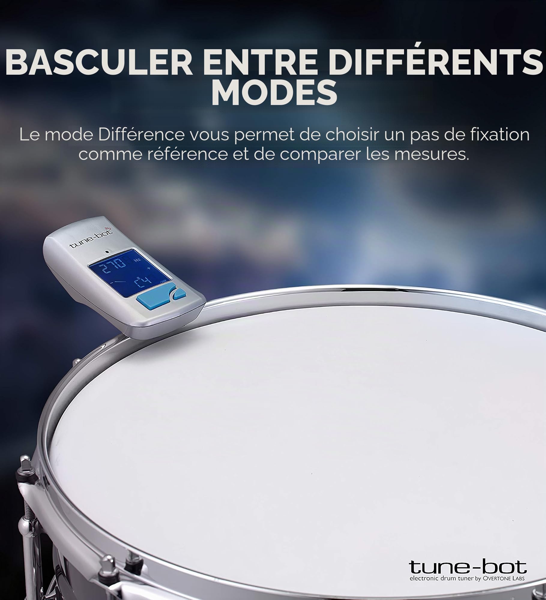 Overtone Labs - TUNE-BOT GIG - Accordeur électronique pour batterie - couleur blanche