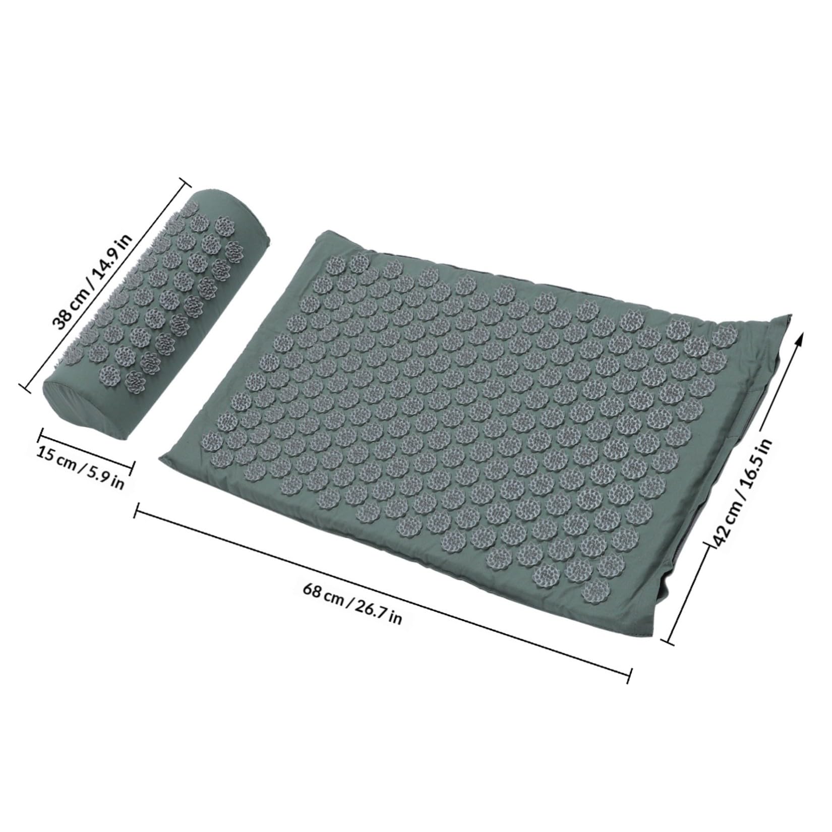 NOLITOY 2 Piezas Almohada de Masaje Práctica con Esterilla de Acupresión Plegable y Lavable, Incluye Bolsa para Transporte y Colchoneta Antideslizante de Algodón