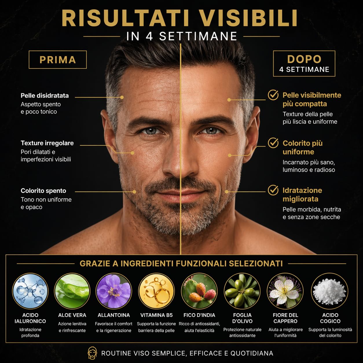 Alfarium Kit Skincare Uomo | Detergente Viso + Crema Idratante Uomo per Pelle Grassa e Mista | Con Acido Ialuronico e Vitamine A B5 C E | Routine Completa Made in Italy