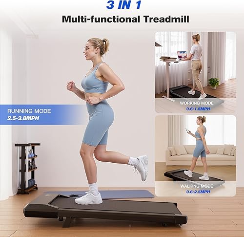Miniatura 9 de SupeRun Caminadora portátil con inclinación para debajo del escritorio, 3 en 1, con pantalla LED, control remoto, minicaminadora silenciosa de 2.5