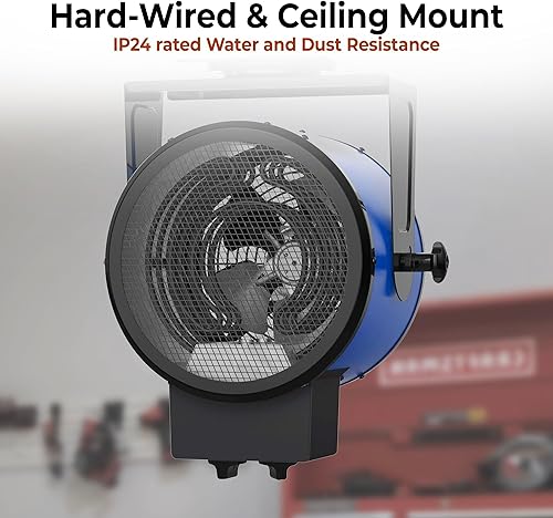 Miniatura 8 de Comfort Zone Garaje industrial eléctrico de 5,300 W, 240 V montado en el techo, calentador de espacio utilitario, NEMA 6-30R, cuerpo de acero,