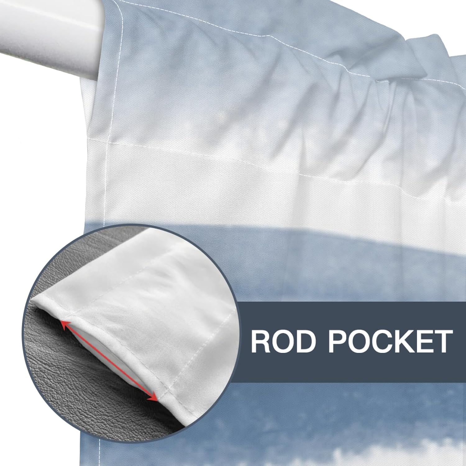 Spring Summer Nautical Coastal Kitchen Curtains Valances for Windows Blue Teal Gray Beach Themed Window Treatments Short Curtain Valance for Living Room Bathroom Window Decor,54x18 Inch - Image 4