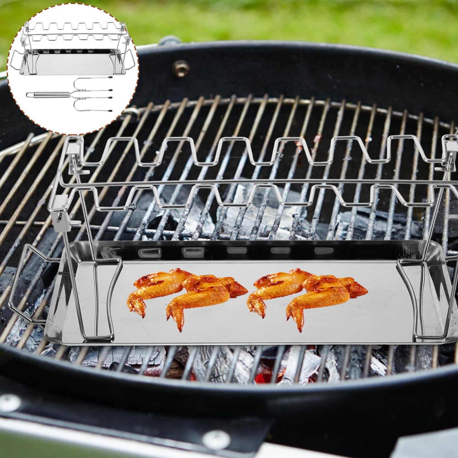 BESTonZON Per Esterni e Forchetta Per Barbecue Per Arrosti Vassoio Portatile Utensile Per Barbecue e