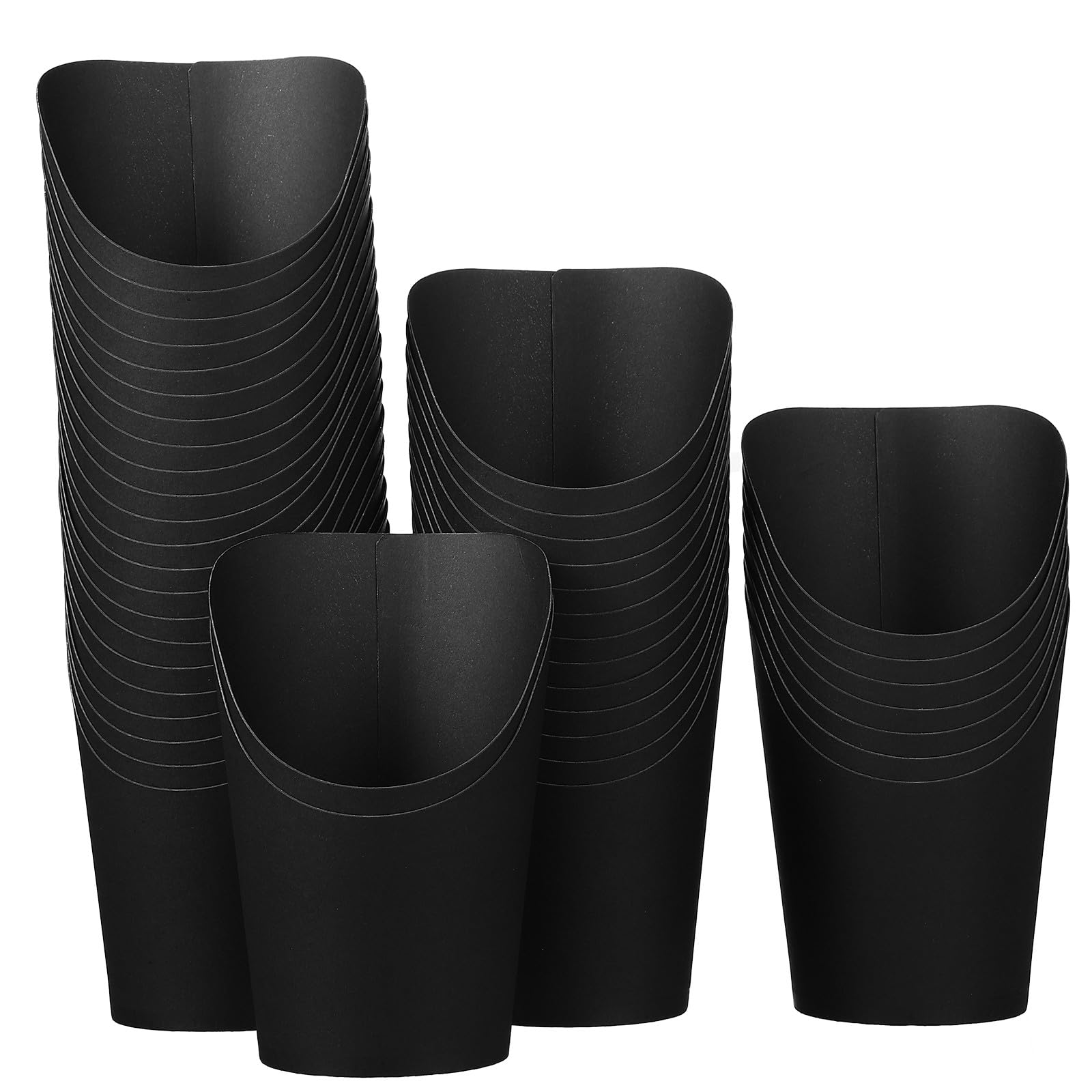 NUOBESTY 100 Pcs Tasses en Papier Noires 14oz à Ouverture Inclinée pour Frites et Snacks, Usage Facile et Pratique, pour Restaurants et Événements