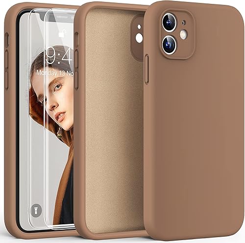 HATOSHI Funda para iPhone 11, protección completa mejorada de lente de cámara, silicona líquida ultra delgada, a prueba de golpes, antideslizante,