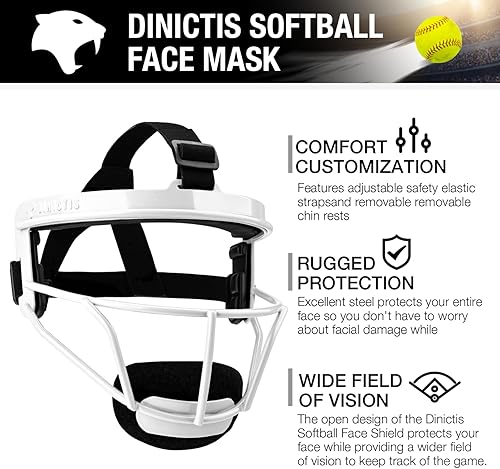 Miniatura 4 de Dinictis Máscara facial de sóftbol, con visión de campo amplia, ligera y cómoda, apta para todas las edades, protector de cabeza duradero y seguro