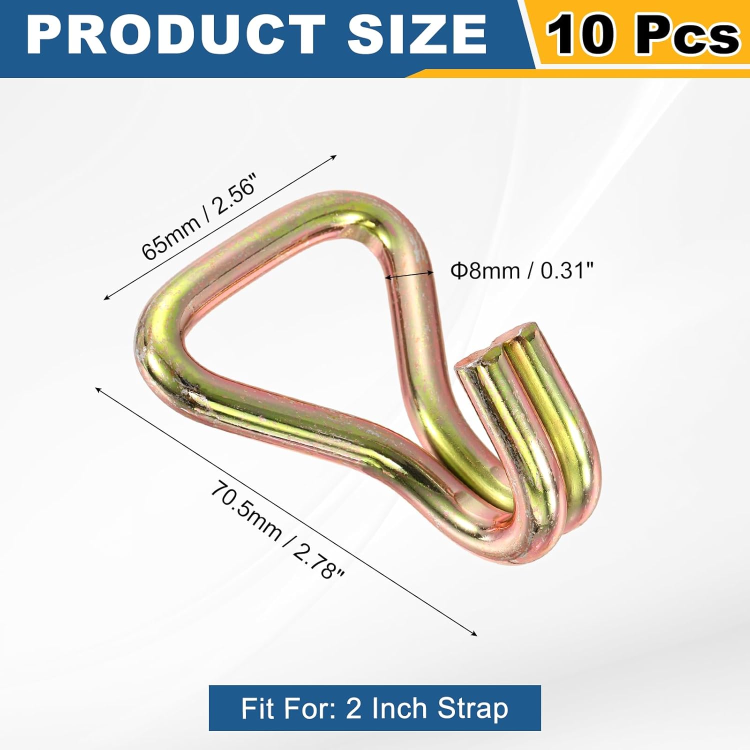 uxcell 10Pcs Double J Hook Hook, 8mm Dia 4409 lbs Ratchet Strap Tie Down Hook for 2" Tie Down Straps Wedding, Cars Trucks Trailers, Double Row Hooks Binder Accessories