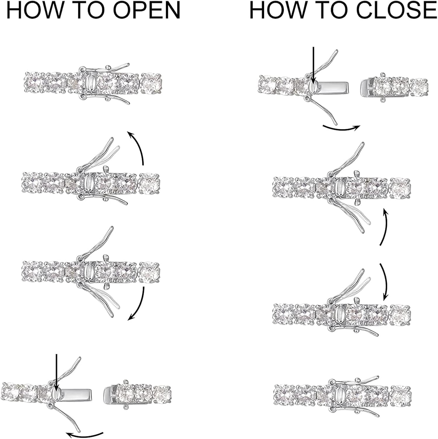 GMESME 18K White Gold Plated 4.0 Round Cubic Zirconia Classic Tennis Bracelet 6/6.5/7/7.5/8/8.5/9 Inch : Clothing, Shoes & Jewelry