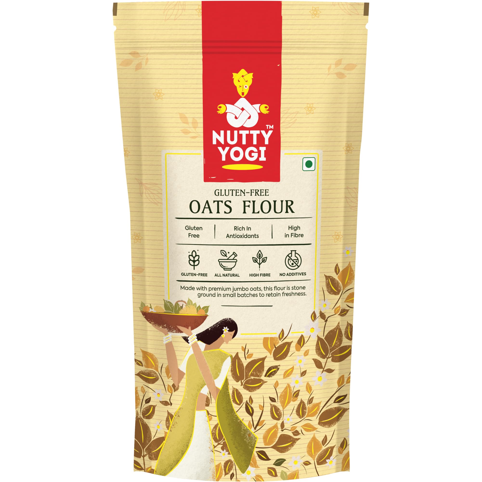 Nutty Yogi Gluten Free Oats Flour Atta | Gluten Free, Freshly Milled in small batches, Protein Rich, High Fibre, No Maida, Breakfast Cereal - 400gm (Pack of 5) (B0BWMHLR9R) Amazon Price History, Amazon Price Tracker